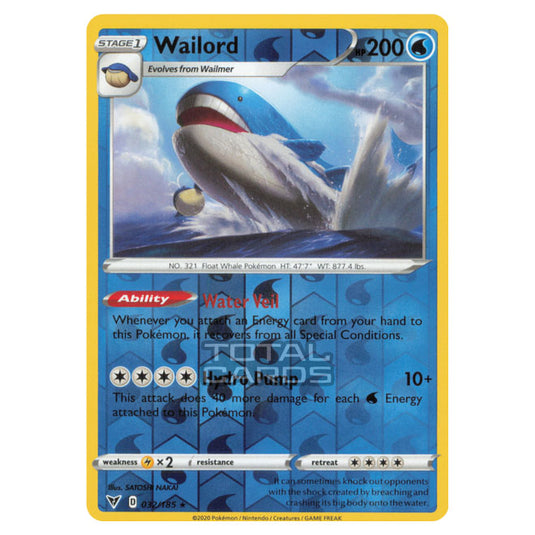 Pokemon - Sword & Shield - Vivid Voltage - Wailord - 032/185 - (Reverse Holo)