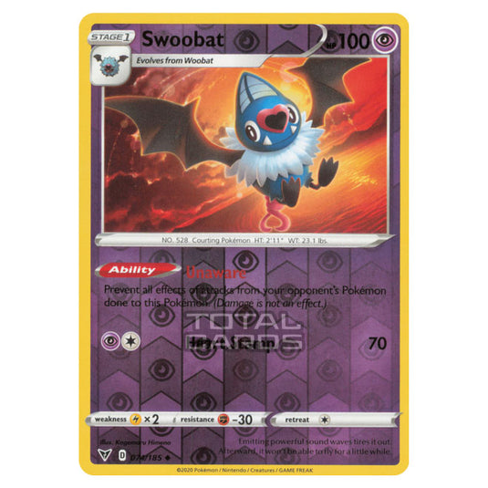 Pokemon - Sword & Shield - Vivid Voltage - Swoobat - 074/185 - (Reverse Holo)