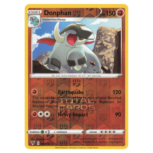 Pokemon - Sword & Shield - Vivid Voltage - Donphan - 087/185 - (Reverse Holo)