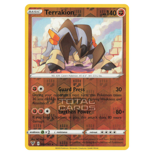 Pokemon - Sword & Shield - Vivid Voltage - Terrakion - 092/185 - (Reverse Holo)