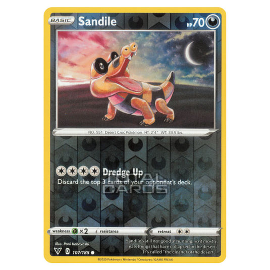 Pokemon - Sword & Shield - Vivid Voltage - Sandile - 107/185 - (Reverse Holo)