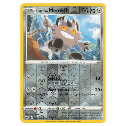 Pokemon - Sword & Shield - Vivid Voltage - Galarian Meowth - 112/185 - (Reverse Holo)