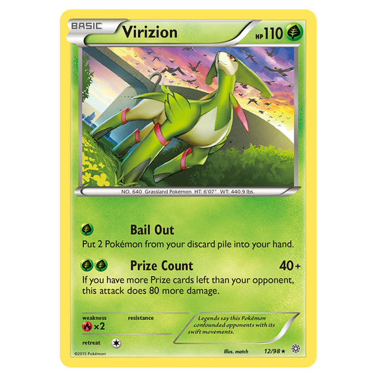 Virizion 12 card from the Pokemon set Ancient Origins