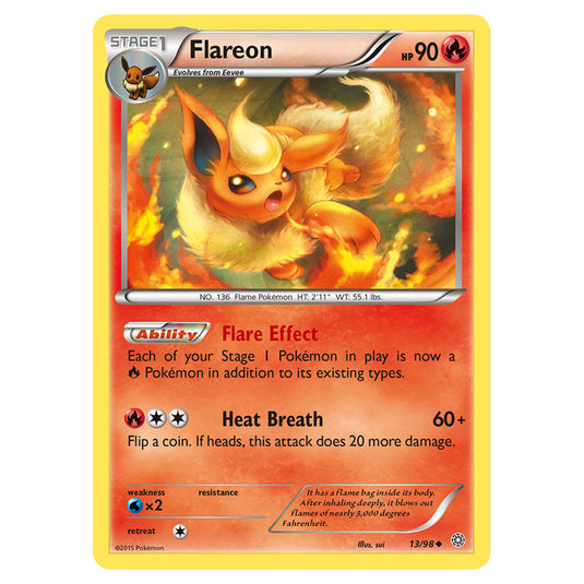 Flareon 13 card from the Pokemon set Ancient Origins