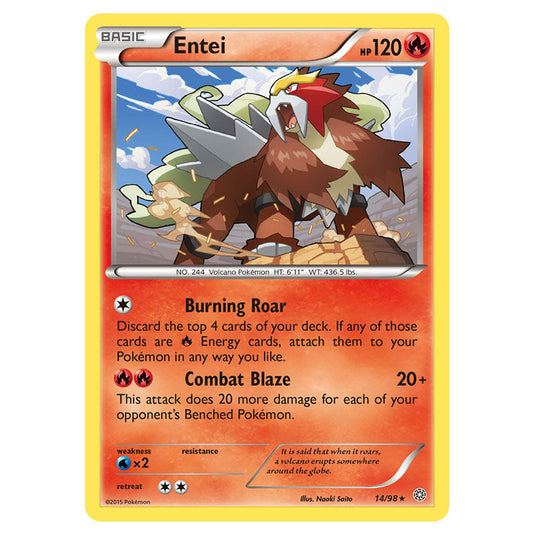 Entei 14 card from the Pokemon set Ancient Origins