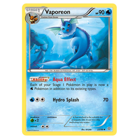 Vaporeon 22 card from the Pokemon set Ancient Origins