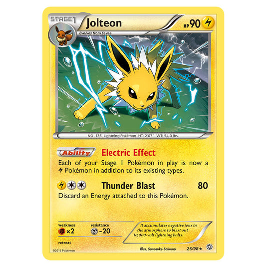 Jolteon 26 card from the Pokemon set Ancient Origins