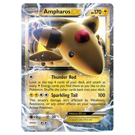 Ampharos-EX 27 card from the Pokemon set Ancient Origins