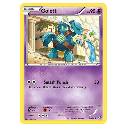 Golett 34 card from the Pokemon set Ancient Origins