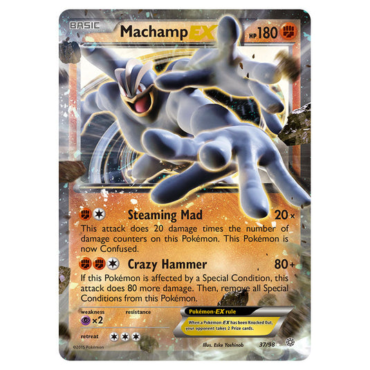 Machamp-EX 37 card from the Pokemon set Ancient Origins