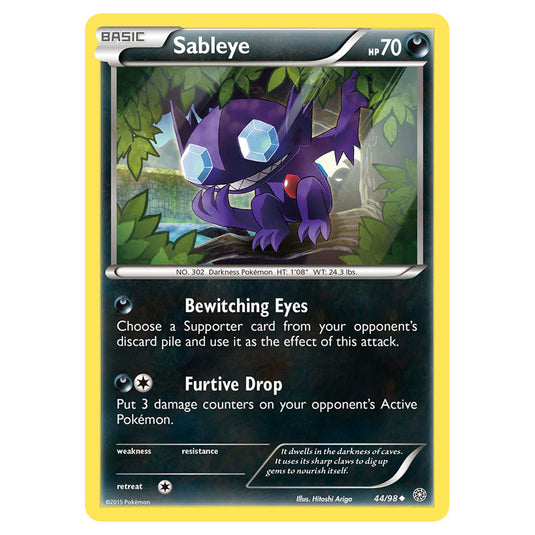 Sableye 44 card from the Pokemon set Ancient Origins