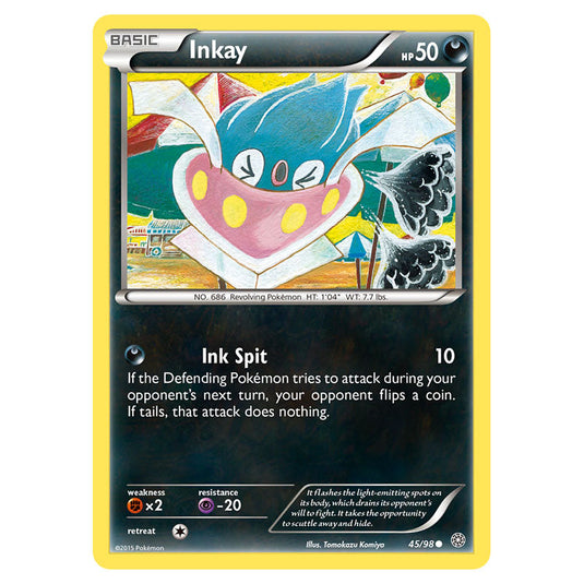 Inkay 45 card from the Pokemon set Ancient Origins