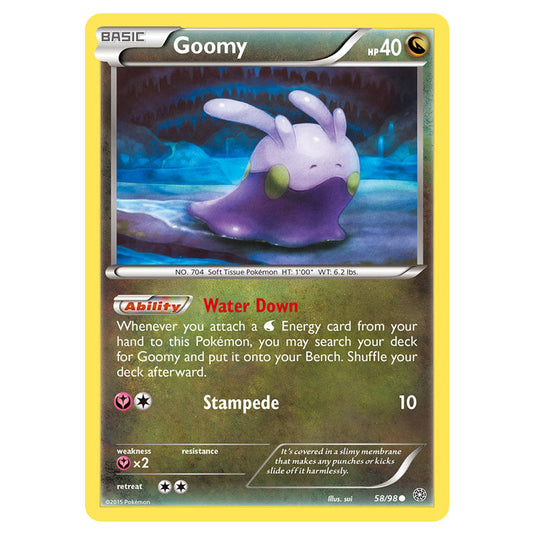 Goomy 58 card from the Pokemon set Ancient Origins