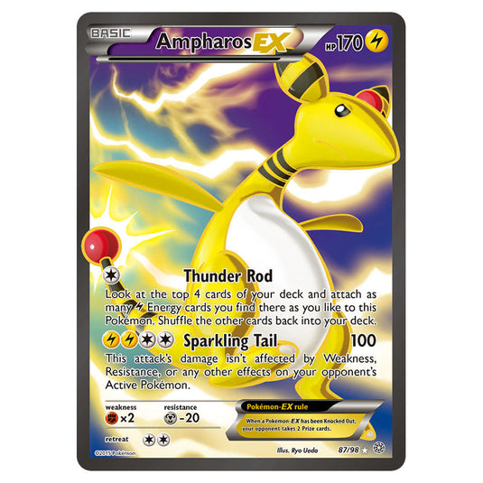 Ampharos-EX 87 card from the Pokemon set Ancient Origins