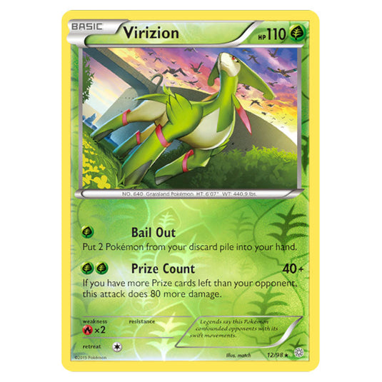 Virizion 12 card from the Pokemon set Ancient Origins