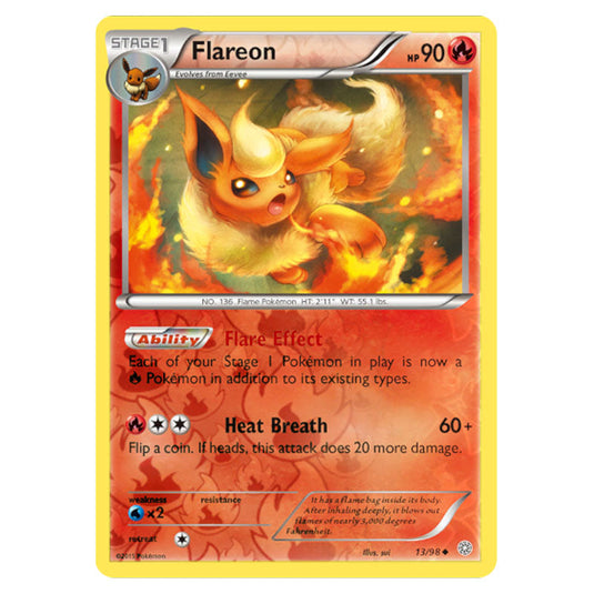 Flareon 13 card from the Pokemon set Ancient Origins