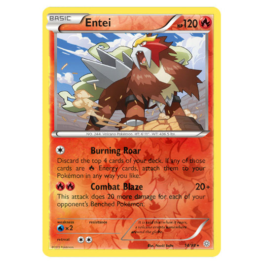 Entei 14 card from the Pokemon set Ancient Origins