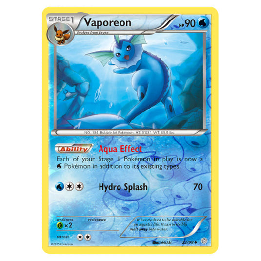 Vaporeon 22 card from the Pokemon set Ancient Origins