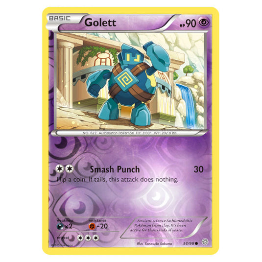 Golett 34 card from the Pokemon set Ancient Origins