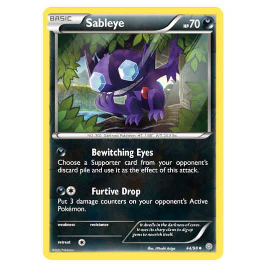 Sableye 44 card from the Pokemon set Ancient Origins