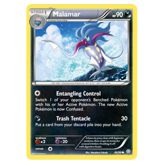 Malamar 46 card from the Pokemon set Ancient Origins