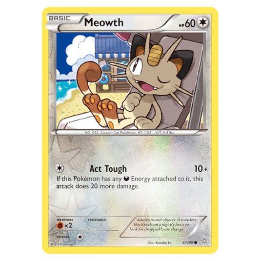 Meowth 61 card from the Pokemon set Ancient Origins