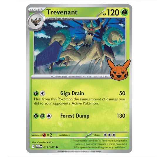 Trevenant card from the Pokemon set Trick or Trade 2024