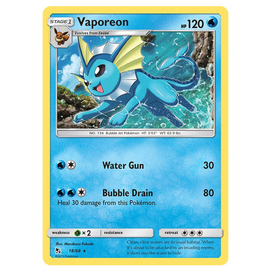 Pokemon - Sun & Moon - Hidden Fates - Vaporeon - 18/68