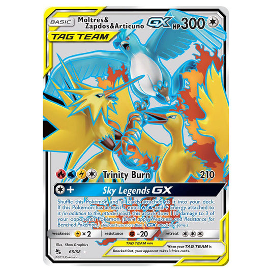 Pokemon - Sun & Moon - Hidden Fates - Moltres & Zapdos & Articuno-GX (Full Art) - 66/68