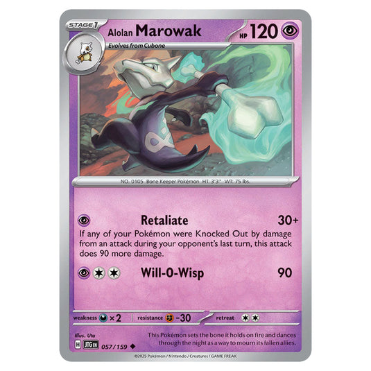 alolan marowak pokemon card TCG - SM6 - 010/094 (U) Start a ghostly fire with the Alolan Marowak Pokemon - Scarlet & Violet