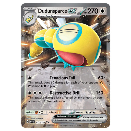 Dudunsparce ex 121 card from the Pokemon set Journey Together