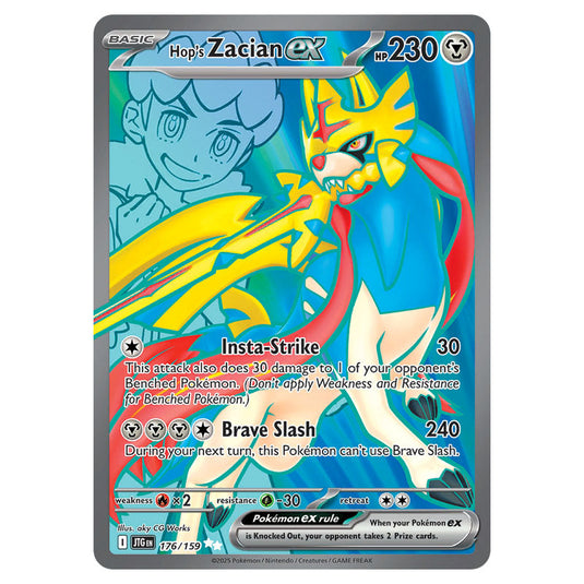 Hop's Zacian ex 176 card from the Pokemon set Journey Together