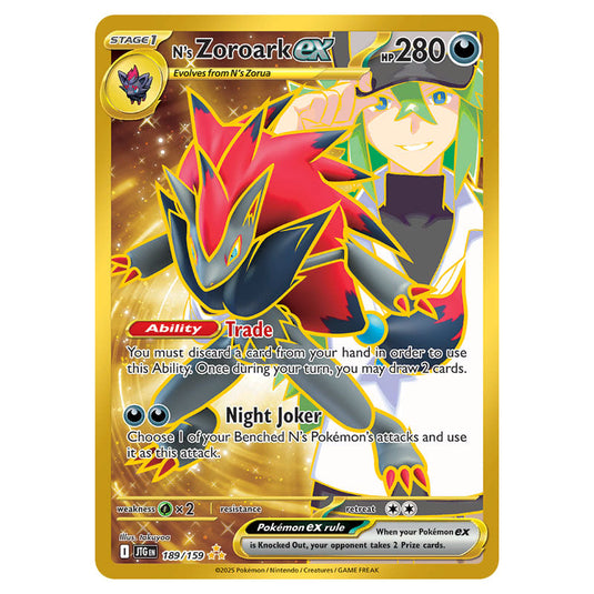 N's Zoroark ex 189 card from the Pokemon set Journey Together