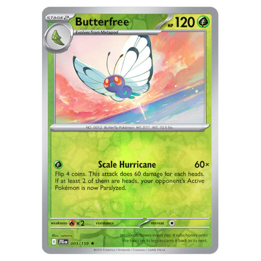 Butterfree 003 Reverse Holo card from the Pokemon set Journey Together