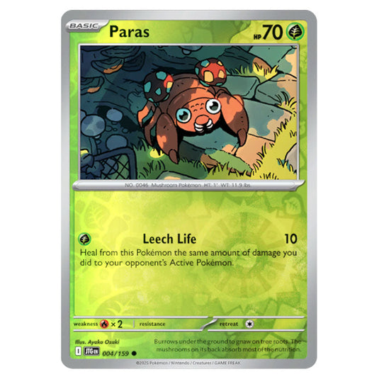 Paras 004 Reverse Holo card from the Pokemon set Journey Together