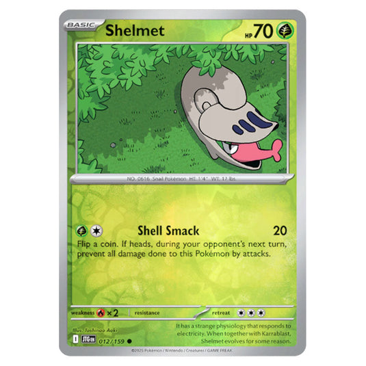 Shelmet 012 Reverse Holo card from the Pokemon set Journey Together