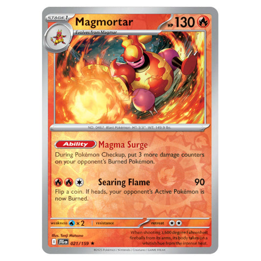 Magmortar 021 Reverse Holo card from the Pokemon set Journey Together