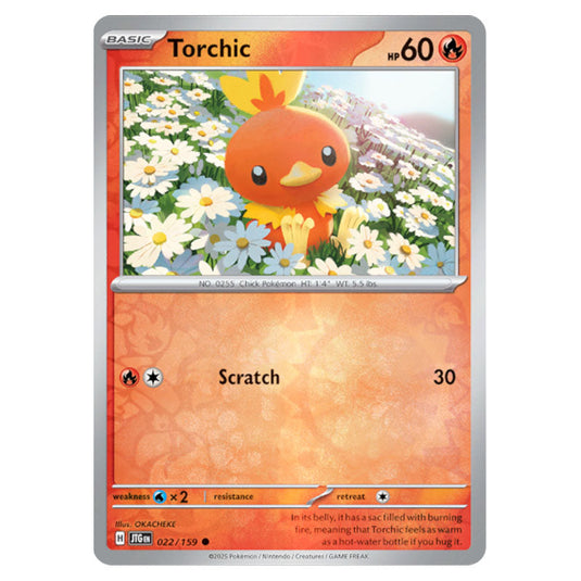 Torchic 022 Reverse Holo card from the Pokemon set Journey Together