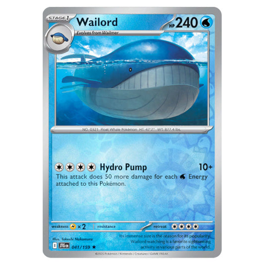 Wailord 041 Reverse Holo card from the Pokemon set Journey Together