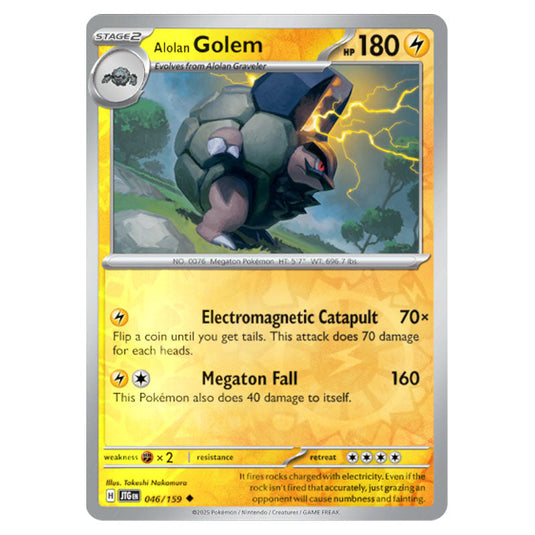 Alolan Golem 046 Reverse Holo card from the Pokemon set Journey Together