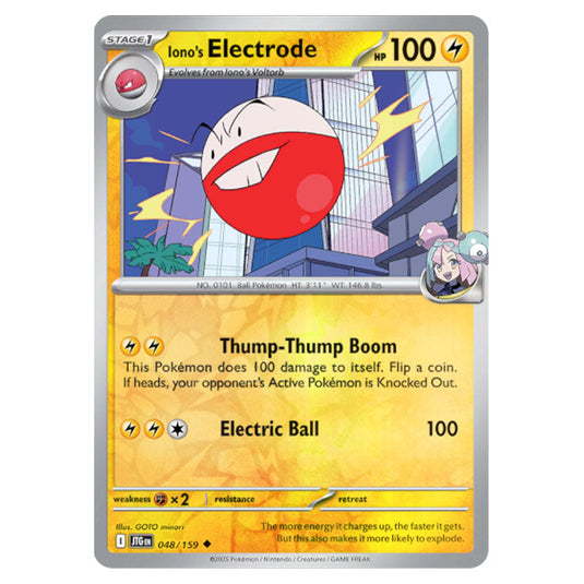 Iono's Electrode 048 Reverse Holo card from the Pokemon set Journey Together