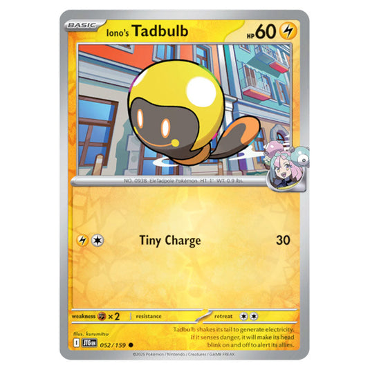 Iono's Tadbulb 052 Reverse Holo card from the Pokemon set Journey Together