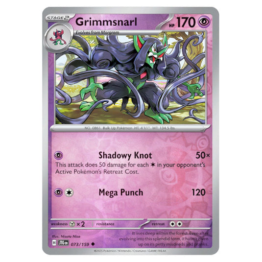 Grimmsnarl 073 Reverse Holo card from the Pokemon set Journey Together