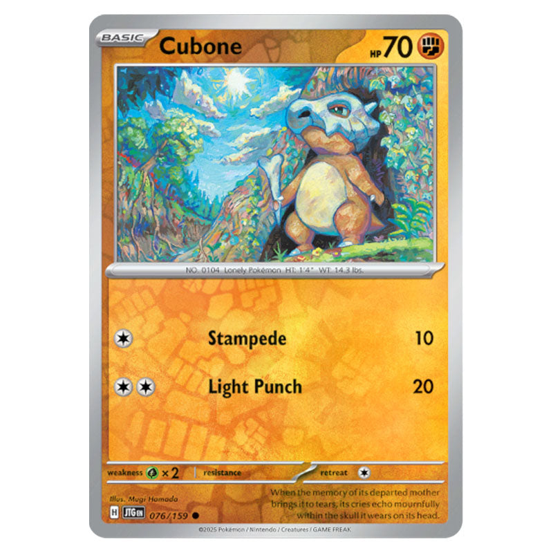 Cubone Reverse Holo Pokemon - Scarlet & Violet - Journey Together - Cubone - 076/159 - (Re