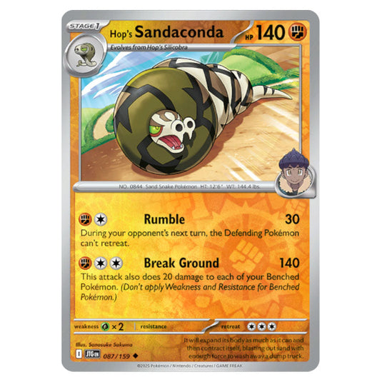 Hop's Sandaconda 087 Reverse Holo card from the Pokemon set Journey Together