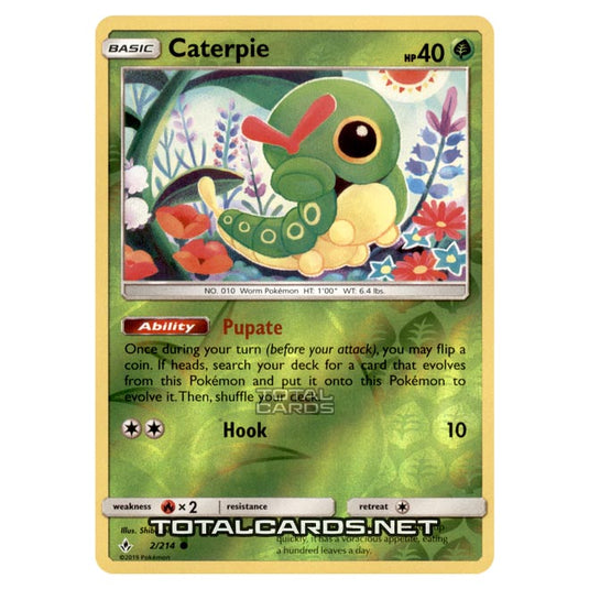 Pokemon - Sun & Moon - Unbroken Bonds - Caterpie - 2/214 - (Reverse Holo)