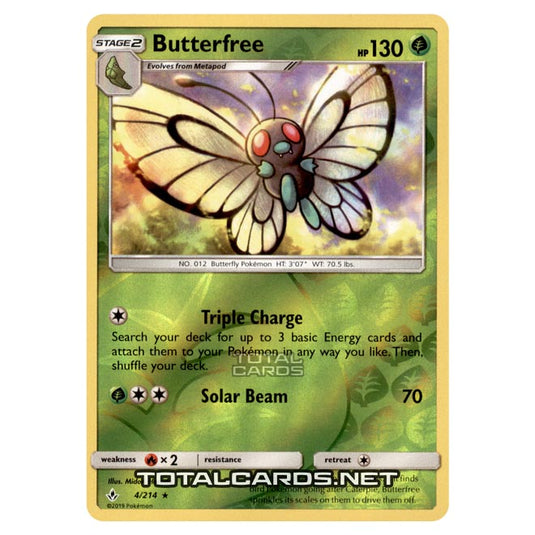 Pokemon - Sun & Moon - Unbroken Bonds - Butterfree - 4/214 - (Reverse Holo)