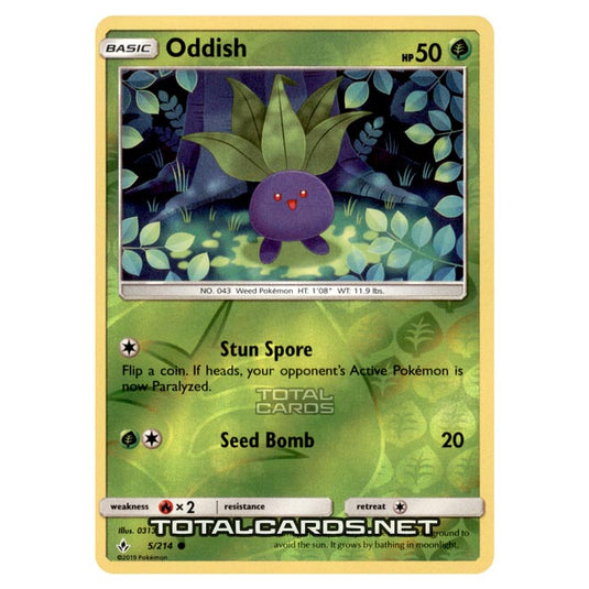 Pokemon - Sun & Moon - Unbroken Bonds - Oddish - 5/214 - (Reverse Holo)