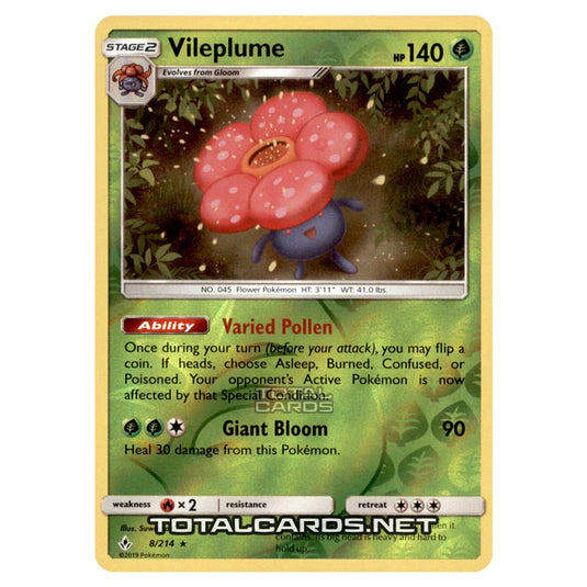 Pokemon - Sun & Moon - Unbroken Bonds - Vileplume - 8/214 - (Reverse Holo)