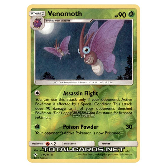 Pokemon - Sun & Moon - Unbroken Bonds - Venomoth - 11/214 - (Reverse Holo)